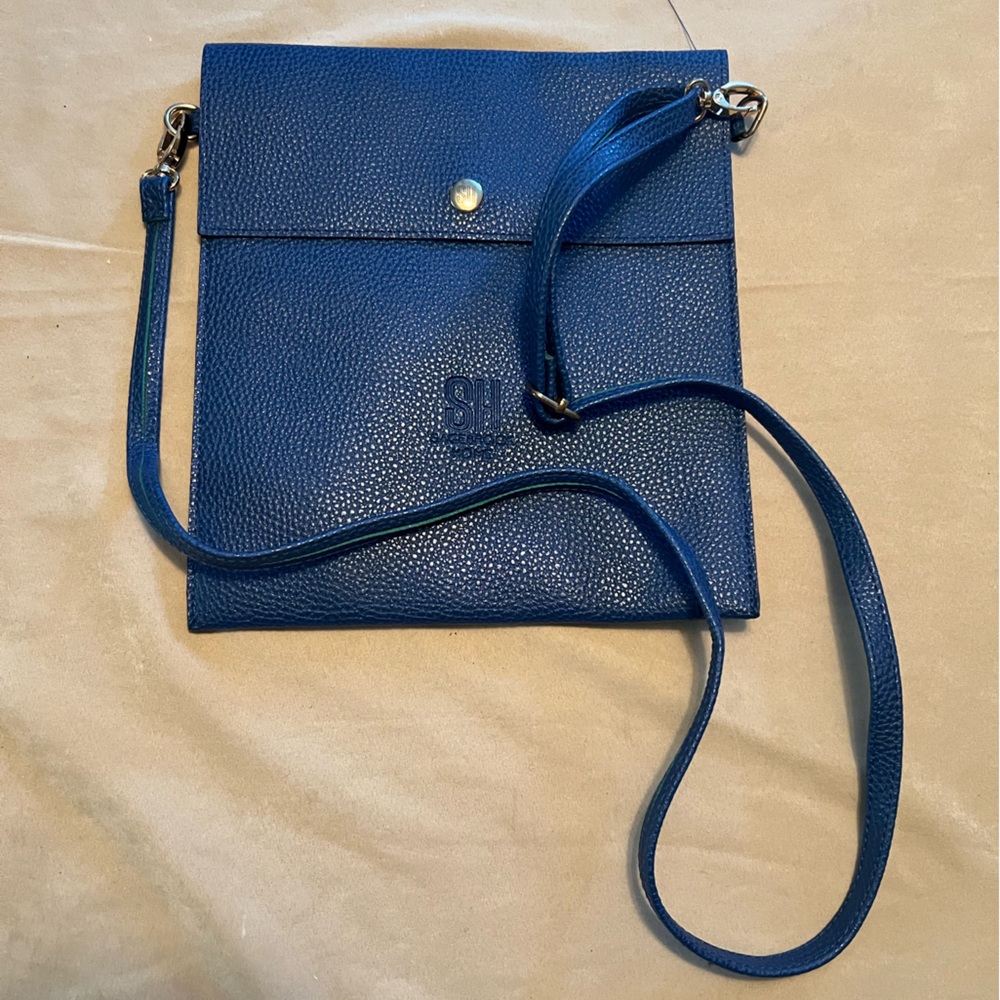 Via Spiga Blue Crossbody Bag with Textured Leather